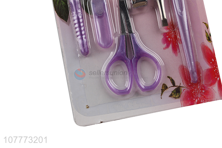 Low price 6 pieces beauty manicure set nail clipper cuticle pusher set