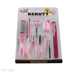 Factory price 9 pieces beauty manicure set nail cutter foot file set