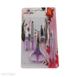 Low price 6 pieces beauty manicure set nail clipper cuticle pusher set
