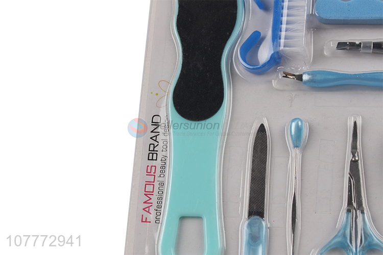 New arrival 11 pieces beauty manicure set nail file cutin pusher set