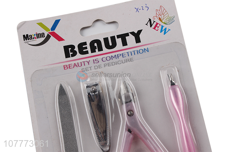 Low price 4 pieces manicure pedicure set nail cutter cuticle remover set