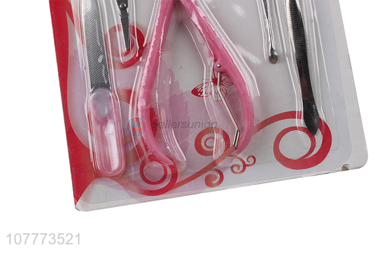 Factory price 6 pieces beauty manicure set nail cutter eyebrow tweezers set