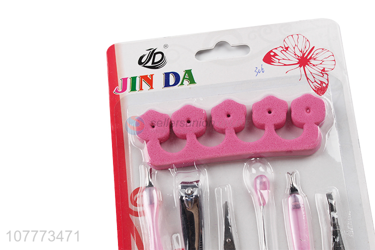 Wholesale 7 pieces beauty manicure set nail clipper eyebrow tweezers set