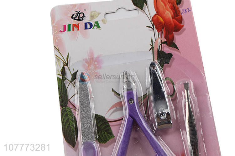 High quality 4 pieces beauty manicure set nail file nail scissors set
