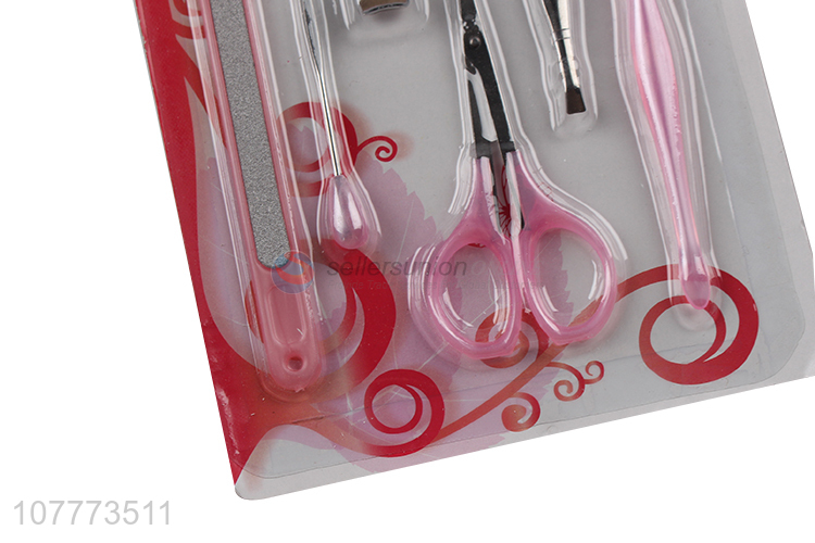 Promotional 6 pieces beauty manicure set nail clipper cuticle pusher set