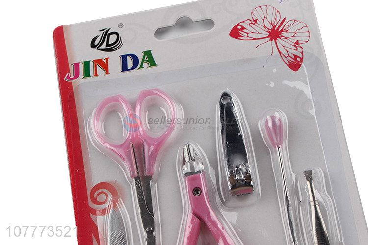 Factory price 6 pieces beauty manicure set nail cutter eyebrow tweezers set