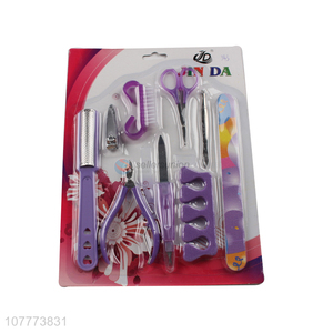 New arrival 9 pieces beauty manicure set nail file toe separator set