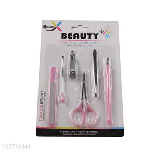 Hot selling 6 pieces beauty manicure set nail clipper ear pick set