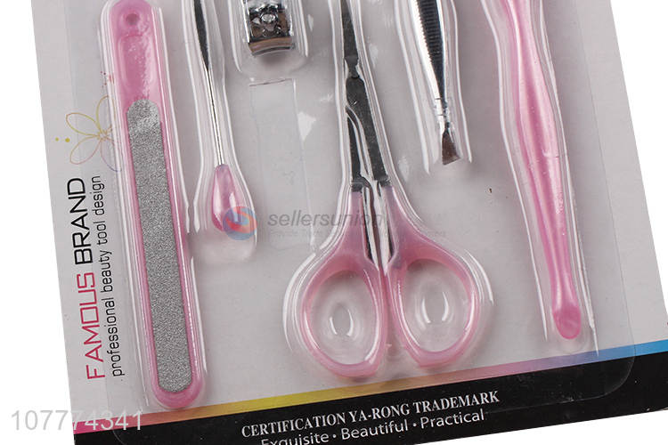 Hot selling 6 pieces beauty manicure set nail clipper ear pick set