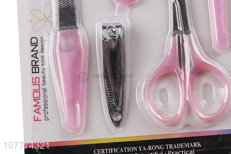 Promotional 5 pieces beauty manicure set nail clipper nose scissors set