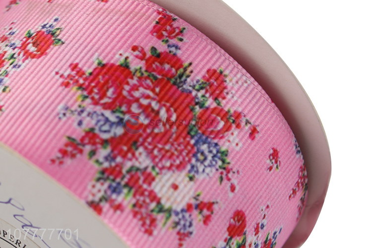 Hot sale 40mm flower pattern grosgrain ribbon garment ribbon