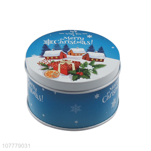 Custom Christmas Printing Round Tin Can Case <em>Packing</em> <em>Box</em>