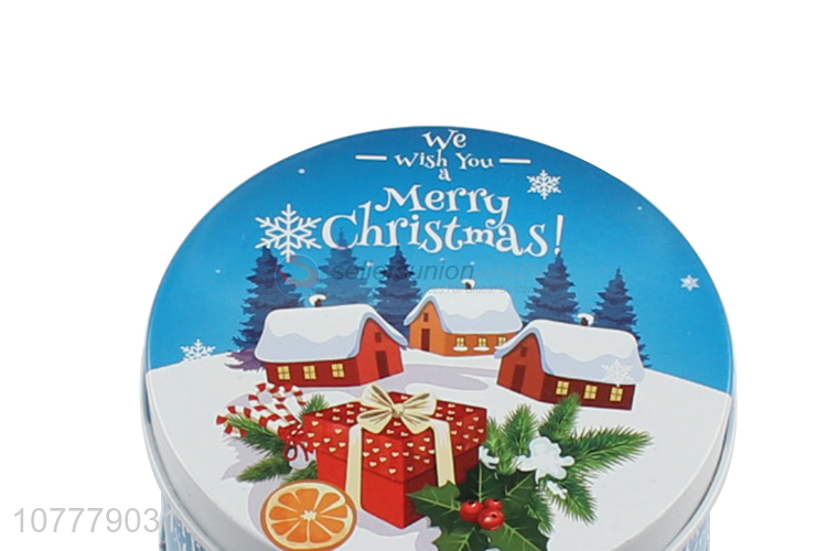 Custom Christmas Printing Round Tin Can Case Packing Box