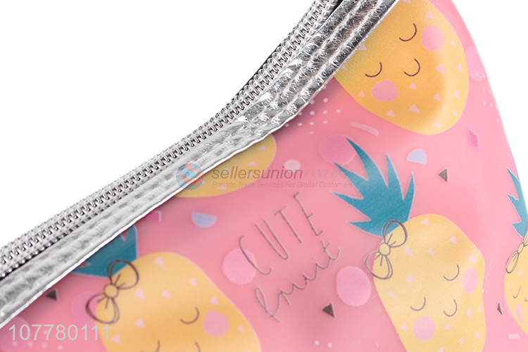 Most popular pineapple pattern pvc makeup bag women wash bag