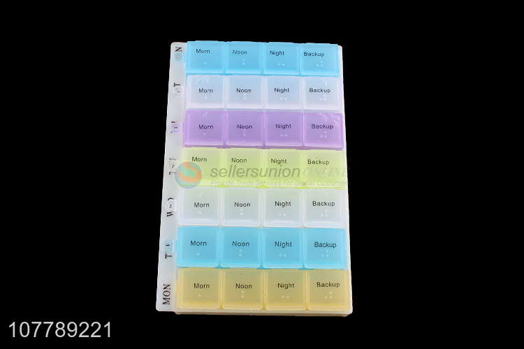 Wholesale colorful 28 compartments pill box 7 days vitamin case for tavel