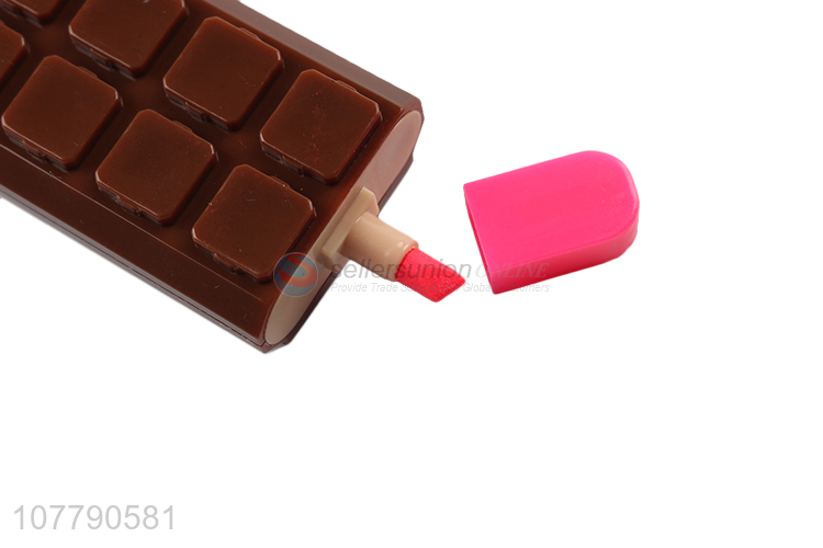 Factory direct sale 6 colors chocolate popsicle shape highlighter pen markers