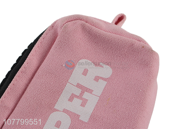 Custom Canvas Pencil Bag Fashion Pencil Case With Big Zipper