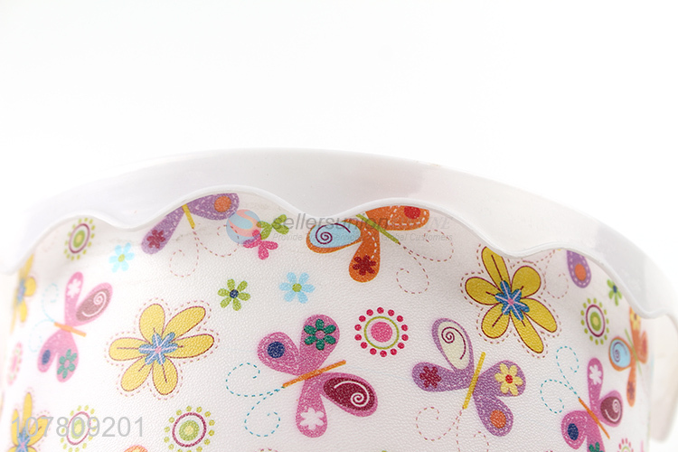 New arrival round colourful trash can with flower pattern