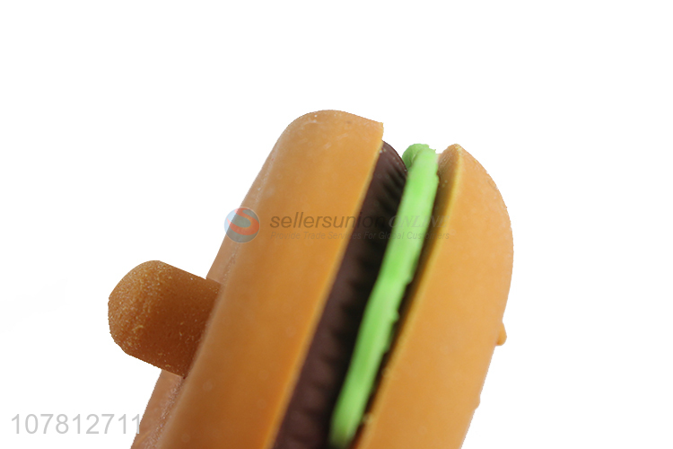 Promotional items hamburger shaped eraser kawaii stationery for kids