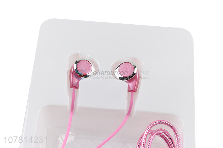 Creative pink bass earplugs wired in-ear headphones