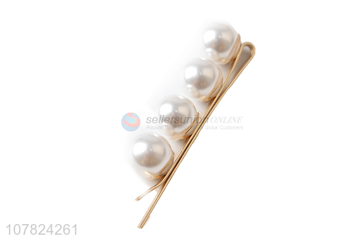Good quality ladies temperament hairpin metal pearl hairpin