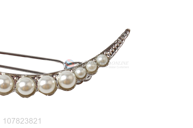 New pea design pearl hairpin ladies metal hairpin