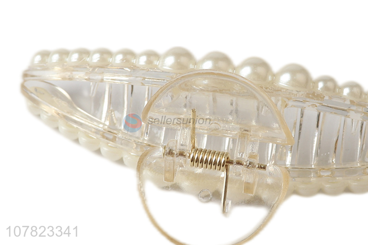 New design pearl hair clip wild shark catch clip for ladies
