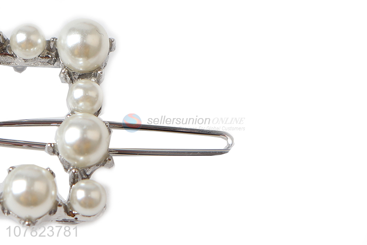 Factory direct sale ladies headdress pearl one word hairpin