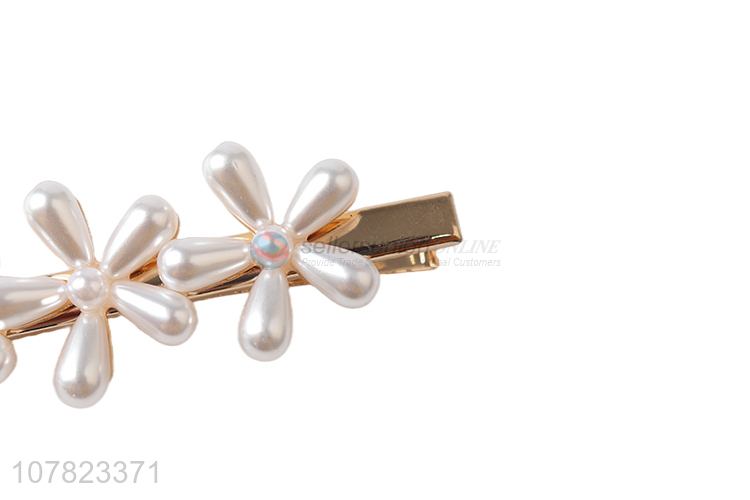New arrival white pearl small flower word clip girl hairpin