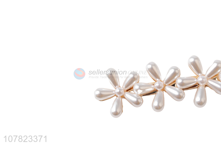 New arrival white pearl small flower word clip girl hairpin