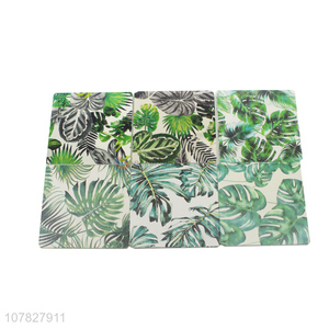Latest product green leaf pattern heat resistance mdf cup mats