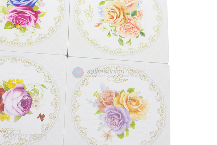 New arrival flower pattern mdf cup coasters wooden heat pads