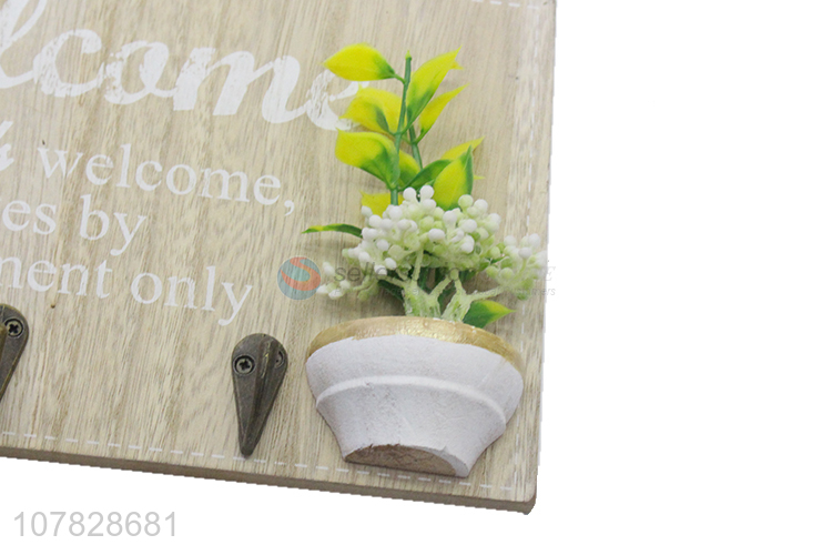 Hot selling 3 hooks wooden key holder key hanger for house decoration