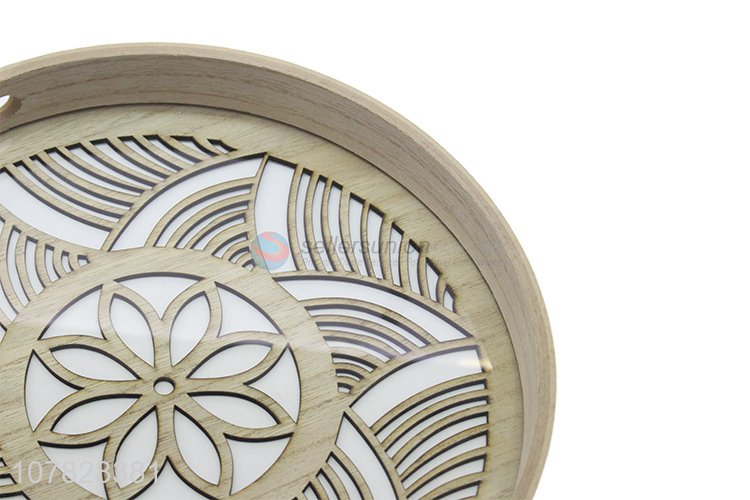 Hot selling laser cut round glass serving tray glass storage tray