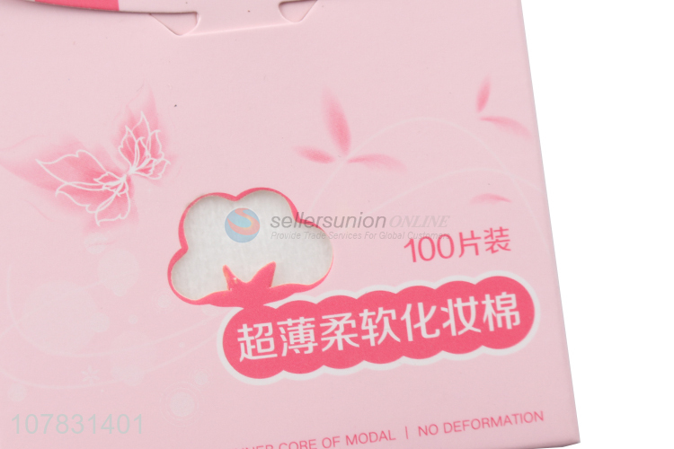 Private label 100 sheets non-deformation soft thin makeup cotton pads