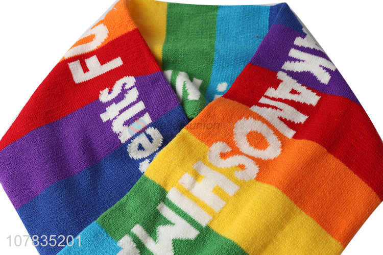 Wholesale women scarf creative rainbow color letter jacquard weaving scarf