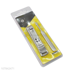 China wholesale stainless steel nail clipper with dead skin pusher