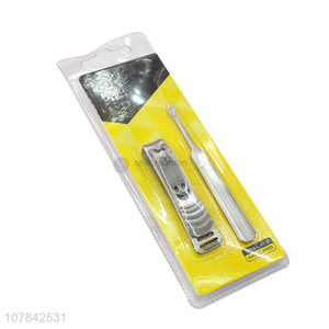 Wholesale vendor stainless steel nail clipper with dead skin pusher