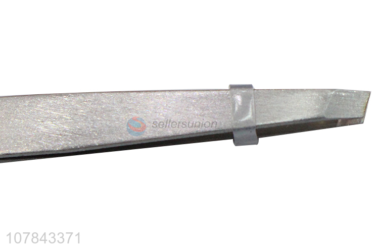 Hot sale silver slanted tip stainless steel eyebrow tweezers kit