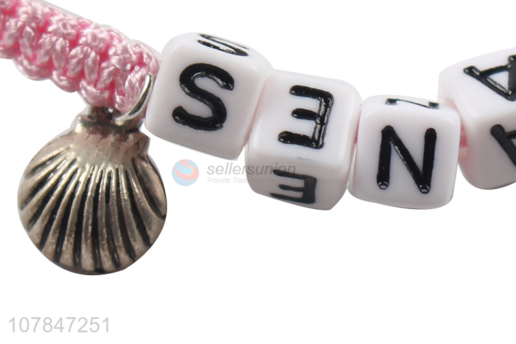 Good price pink decorative women letter hand strip bracelet