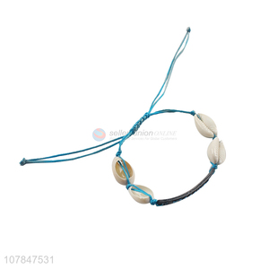 Top selling blue handmade hand strip shells bracelet