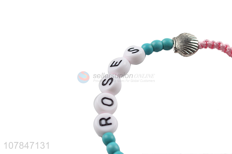 Top sale pink handmade friendship letter hand strip bracelet