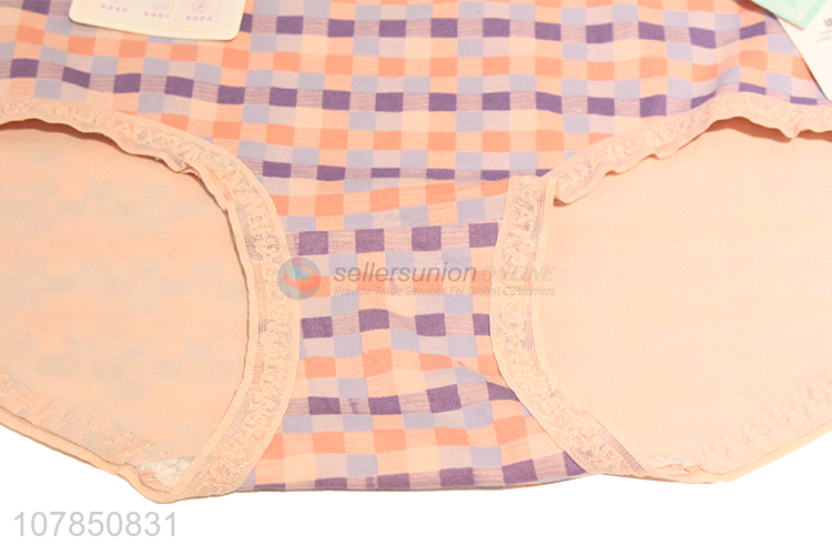 Wholesale checkered patchwork high-waist seamless panties