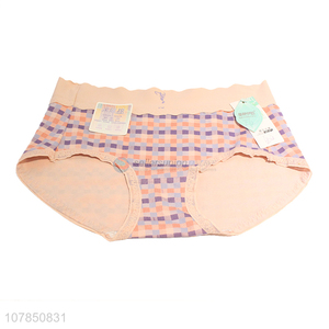 Wholesale checkered patchwork high-waist seamless panties