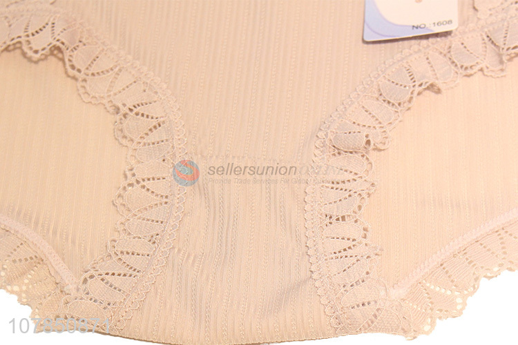 New design beige comfortable seamless panties with lace