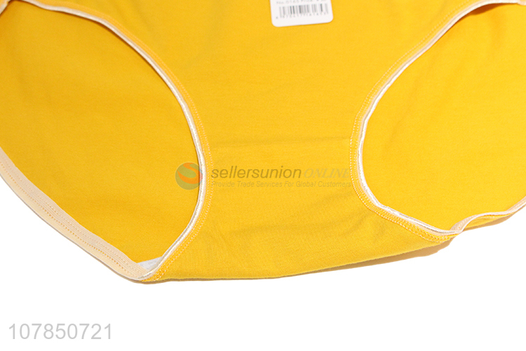 High quality yellow seamless mid-rise cotton panties