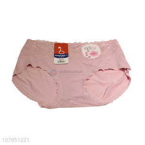 Low price wholesale pink breathable panties for women with lace