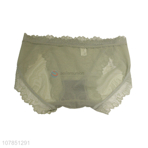 Low price green breathable lace bow ladies panties