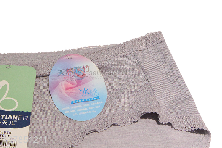 New arrival gray soft seamless panties with lace for ladies