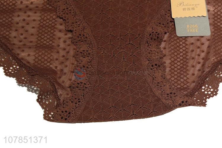 Good price brown breathable gauze triangle panties for women